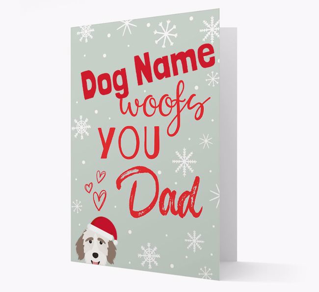 'I Woof You Dad' Card with your {breedFullName} Christmas Icon